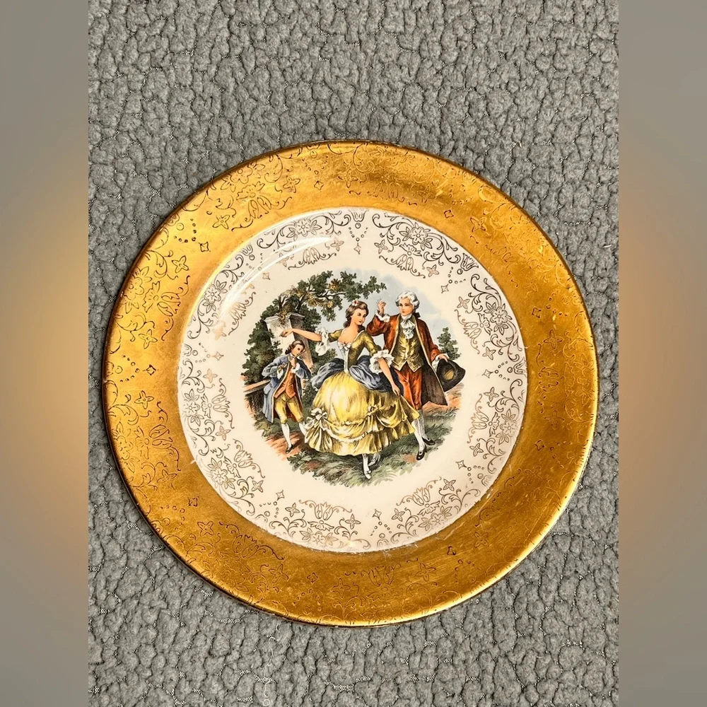 22k Crest-O-Gold Colonial Souvenir Plate Vintage 22k Gold Plate